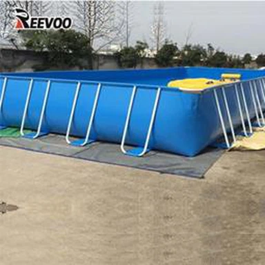 Rechteckiges oberirdisches PVC-Schwimmbecken mit Metallrahmen